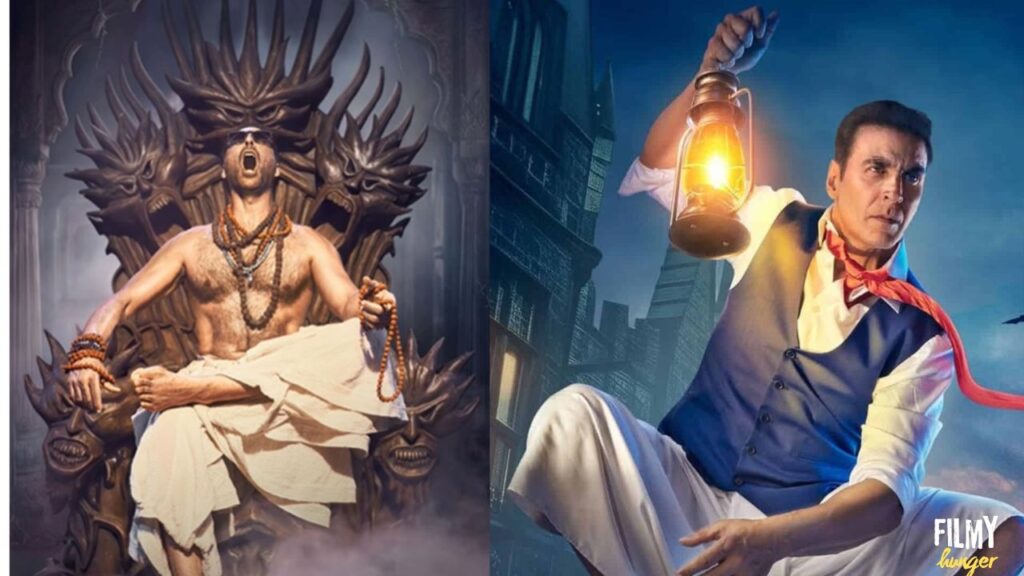 Akshay Kumar and Wamiqa Gabbi in a scene from the movie Bhooth Bangla